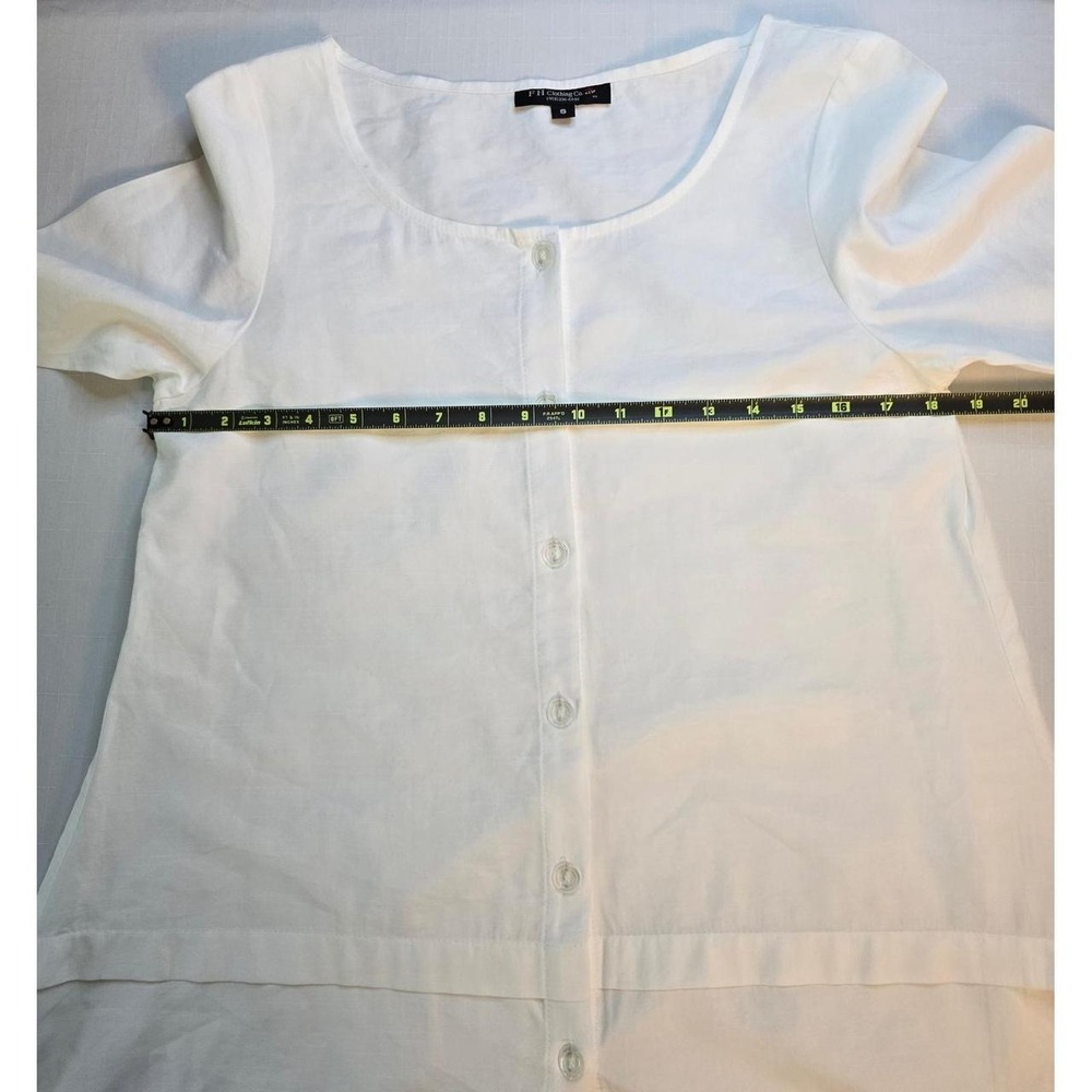 FH Clothing Co White Button Down Tunic Top Long Sleeve Coastal Old Money Small - Picture 4 of 8